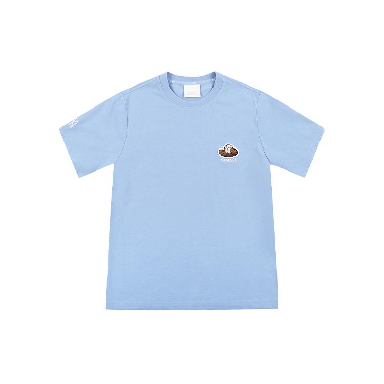 MLB Base Logo T Shirts Unisex Light Blue Crew Neck Moderate Straight Fit 31TSN1131-50S M