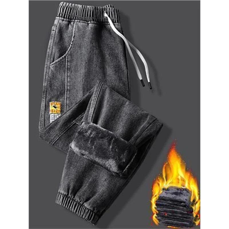 Men's jeans Business Warm Padded Warm Straight Pants Plus Size Jeans