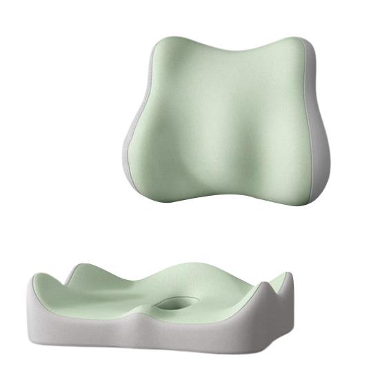 Coussin d'Assise avec Dossier Séparé Coussin en Mousse à Mémoire de Forme avec Soutien Dorsal Coussin de Chaise de Bureau pour Soulagement de la Sciatique Soutien Lombaire Utilisation pour Voyage en Voiture