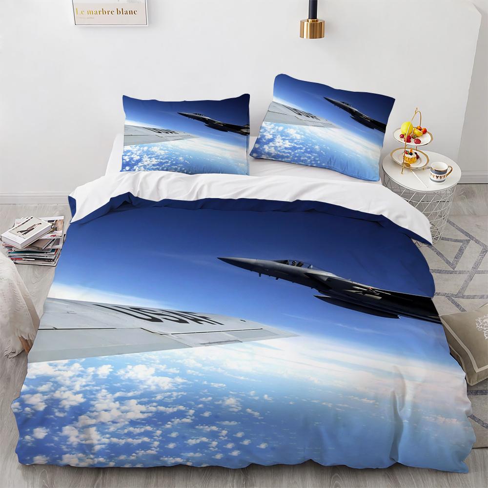 

Комплект пододеяльников с изображением самолета, рисунок «Истребитель неба», полиэстеровый пододеяльник, размер King Queen, полный размер для детей, подростков, взрослых, с наволочкой EU single(135x200cm)