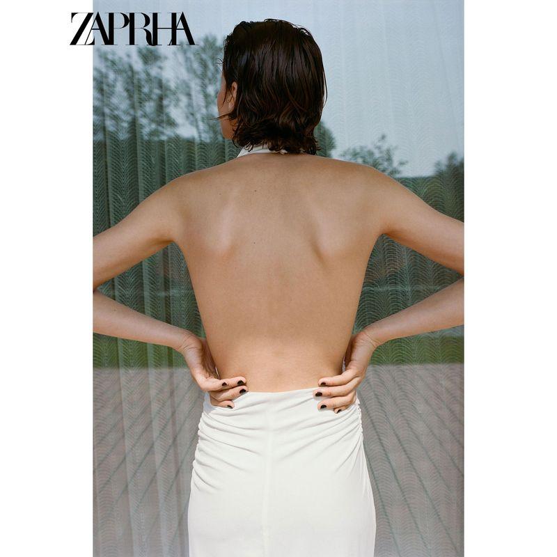 Zaprha 2025 Summer New Fashion Temperament All-Match Backless Neck Collar Slim fit Long Dress 3152312