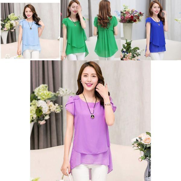 New Fashion Women's Loose Casual Chiffon Summer Short Sleeve T-shirt Blouse Elegant And Breezy