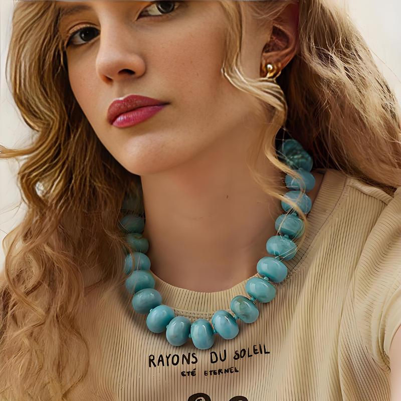 Bohemian  Casual Dopamine Resin Bead Necklace Charms Jewelry Suitable For Women Daily Vacation Wear