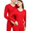 Couples' Bright Red Benmingnian Thermal Underwear Set for Autumn