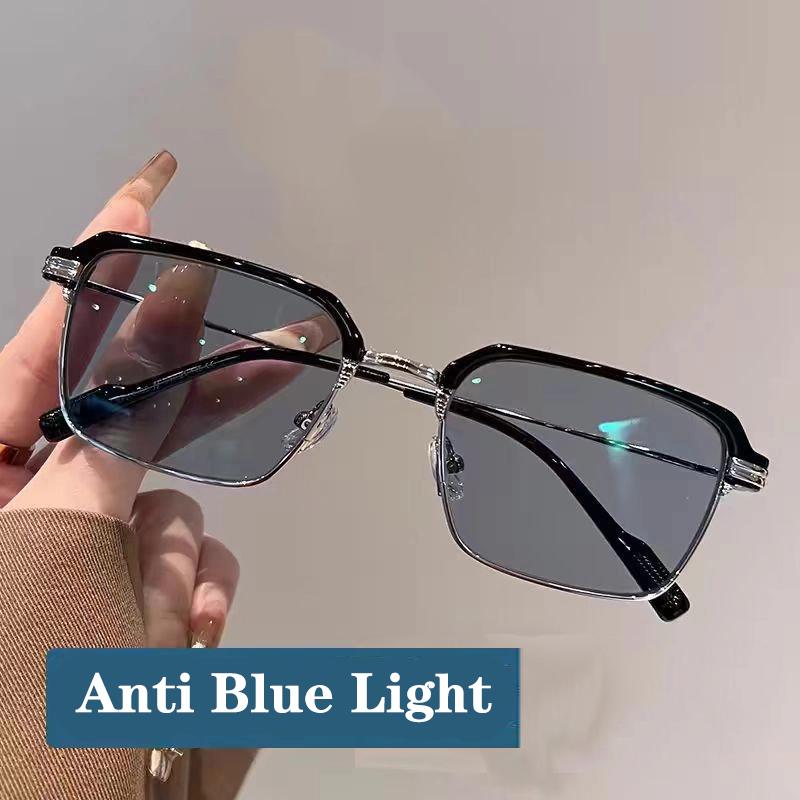 Vintage Square Sunglasses Women Men Anti Blue Light Rectangle Sun Glasses Female Eyewear Pochromic for Male Female Eyeglasses