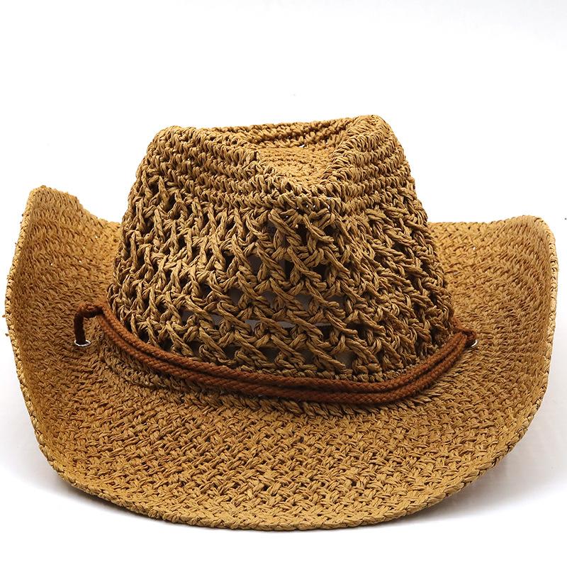 National Style Hollow Cowboy Hat Men's Hat Summer Beach Hat Western Cowboy