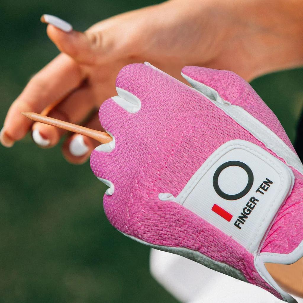 Golf gloves for women, suede-like synthetic leather, mesh material, soft,