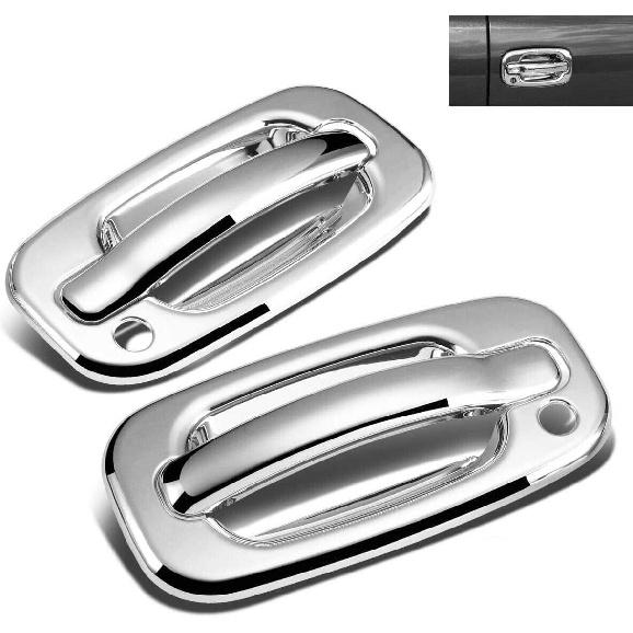 Chrome Door Handle Covers for Chevrolet Tahoe, Silverado, Suburban 2000-2006 / GMC Sierra 1999-2006 / Yukon 2000-2006 - 2 Door With Passenger Keyhole
