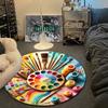 Playful Round Stained Glass Multicolor Rug Pad, Non-Slip Floor Mat for Dining Room