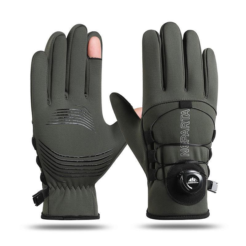 1Pair Men Winter Warm Full Fingers Waterproof Cycling Outdoor Sports Running Motorcycle Ski Touch Screen Fleece Gloves.