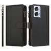 For Motorola Moto G85 5G/Motorola Edge 50 Fusion 5G Leather Case 9 Card Slots Zipper Wallet Stand Phone Cover with Wrist Strap