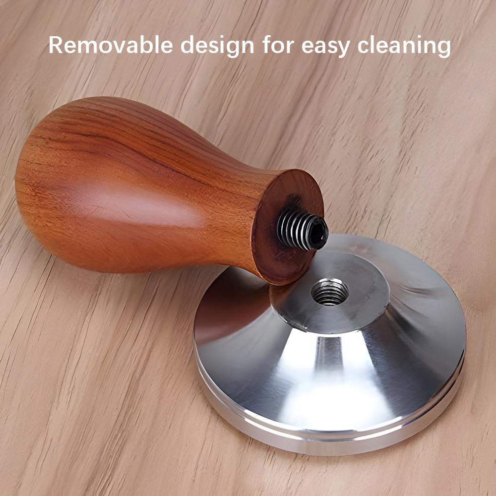 Tamper na kávu Espresso, Premium Espresso Coffee Powder Bean Tamper Kladivo Nerezová plochá základna, dřevěná rukojeť, 51 mm/53 mm/58 mm