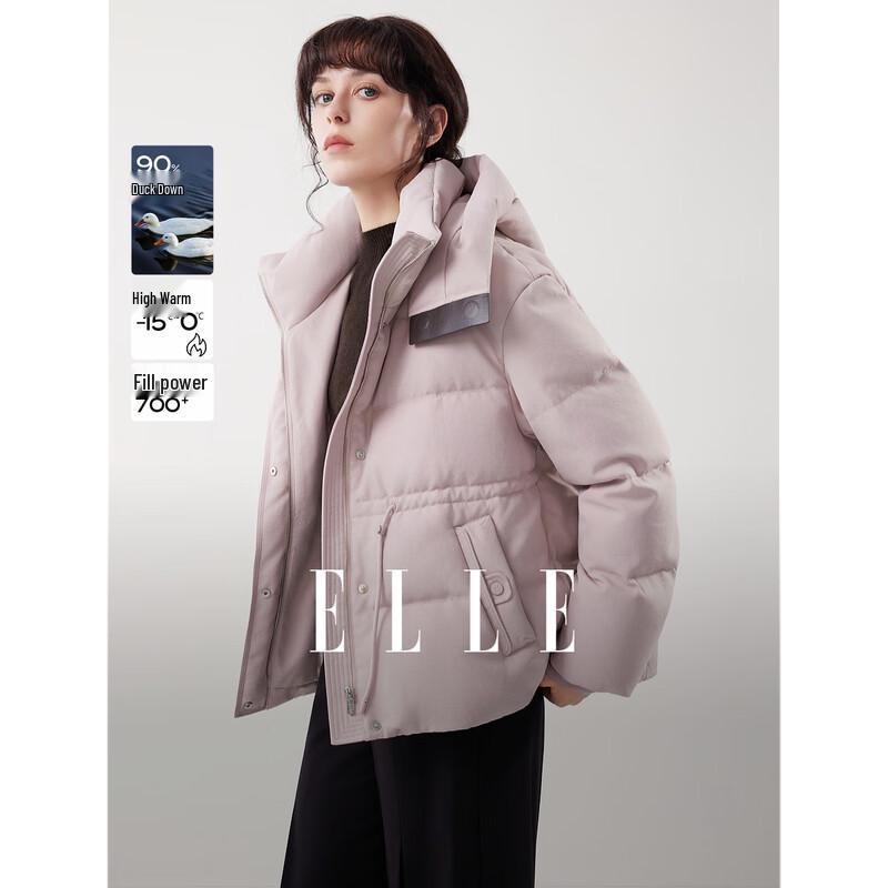 ELLE90 Women s Hooded White Duck Down Short Jacket L