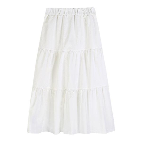 Women's Summer New Style Student Gentle White Stacked Skirt Umbrella Skirt High Waist Mid-length A-line Skirt Long Skirt