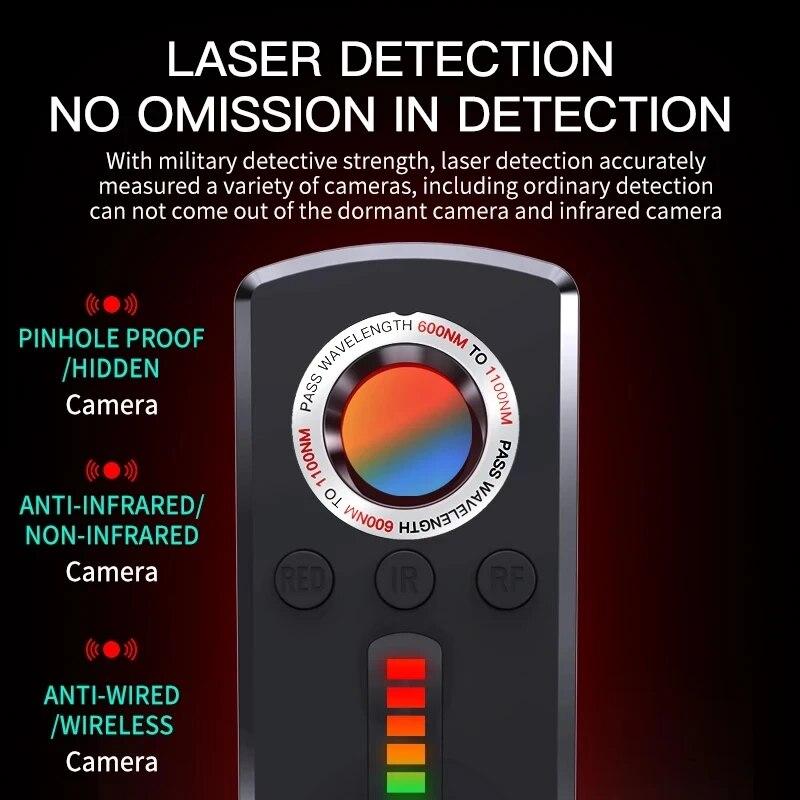 Detector de cámara oculta, dispositivo antiespía, detector profesional de señales inalámbricas, GPS para coche, búsqueda por infrarrojos, dispositivo de escuchas telefónicas.
