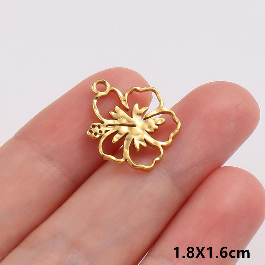 5pcs/Lot Exquisite Fashion Stainless Steel Hollow Flower Pendants For Jewelry Making Bracelets Necklace Plant Charm DIY Findings