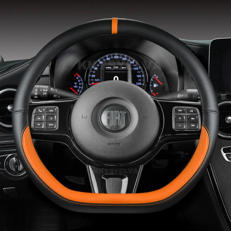 Microfiber Leather Car Steering Wheel Cover 38cm For Fiat Tipo Fullback Strada Toro Doblo Freemont Bravo Stilo Auto Accessories