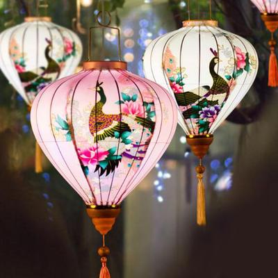 Retro Vintage Mid-Autumn Seidenlaternen Japan Chinesische Vietnam Laterne Blumenmuster Laterne für Festival Party Outdoor