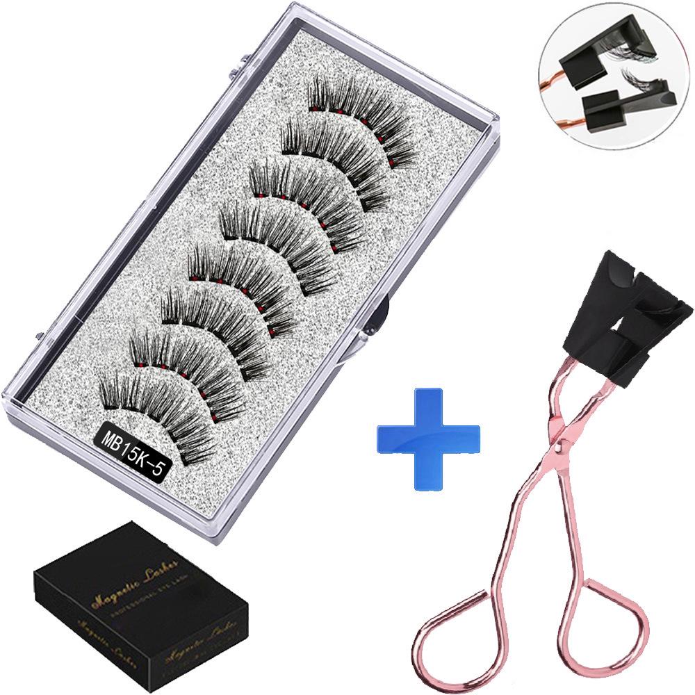 Two Pairs of Magnetic False Eyelashes with Curler - No Glue Needed, European & American Thick Style.