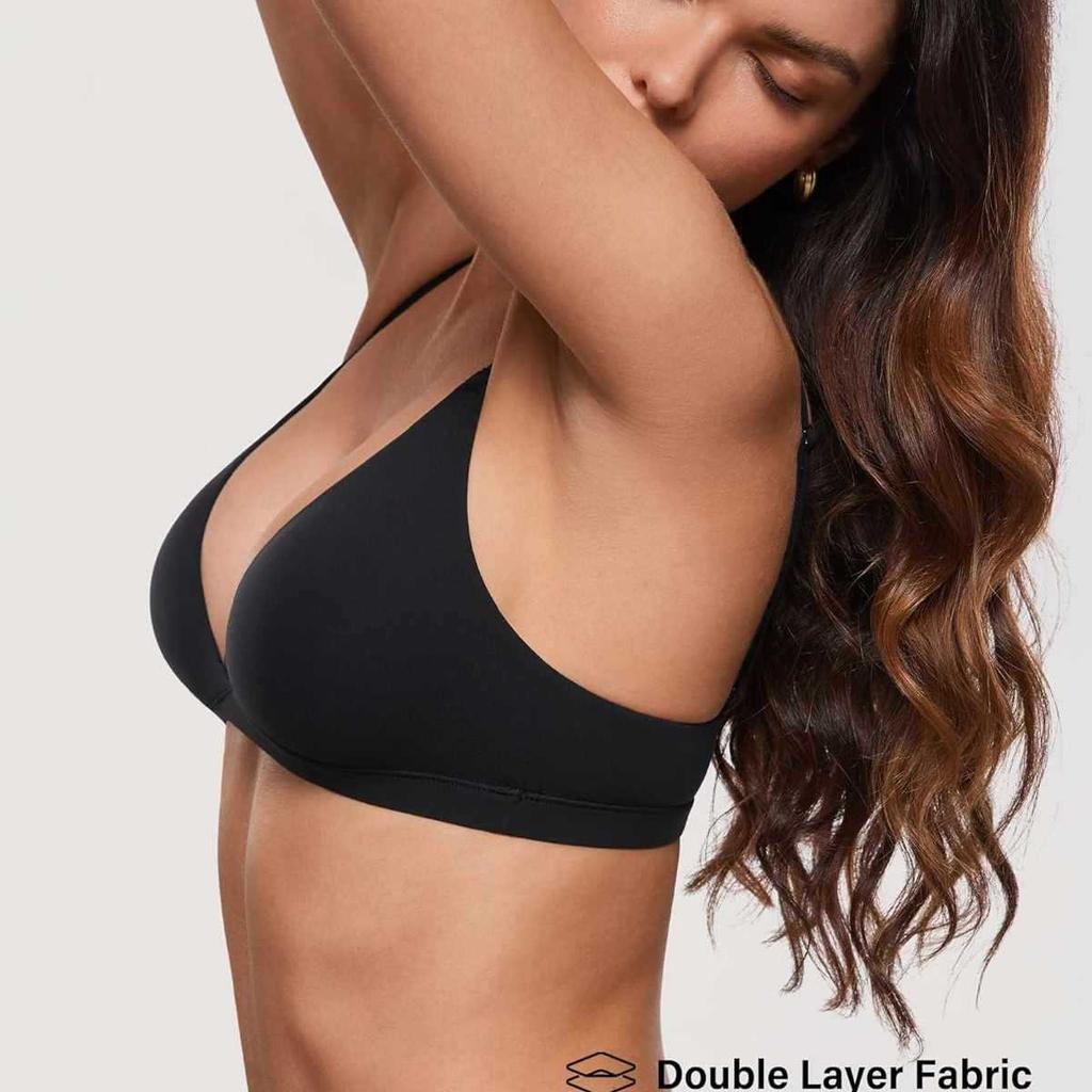 European Seamless Deep V Bra for Women Gathered Side Bust Coverage Anti-Sagging Daily Comfort Intimates
