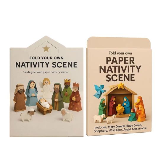 DIY Paper Nativity Scene Craft Kit 3D Christmas Origami Set with Jesus Angels Animals Easy Fold Creative Educational Holiday Decoration