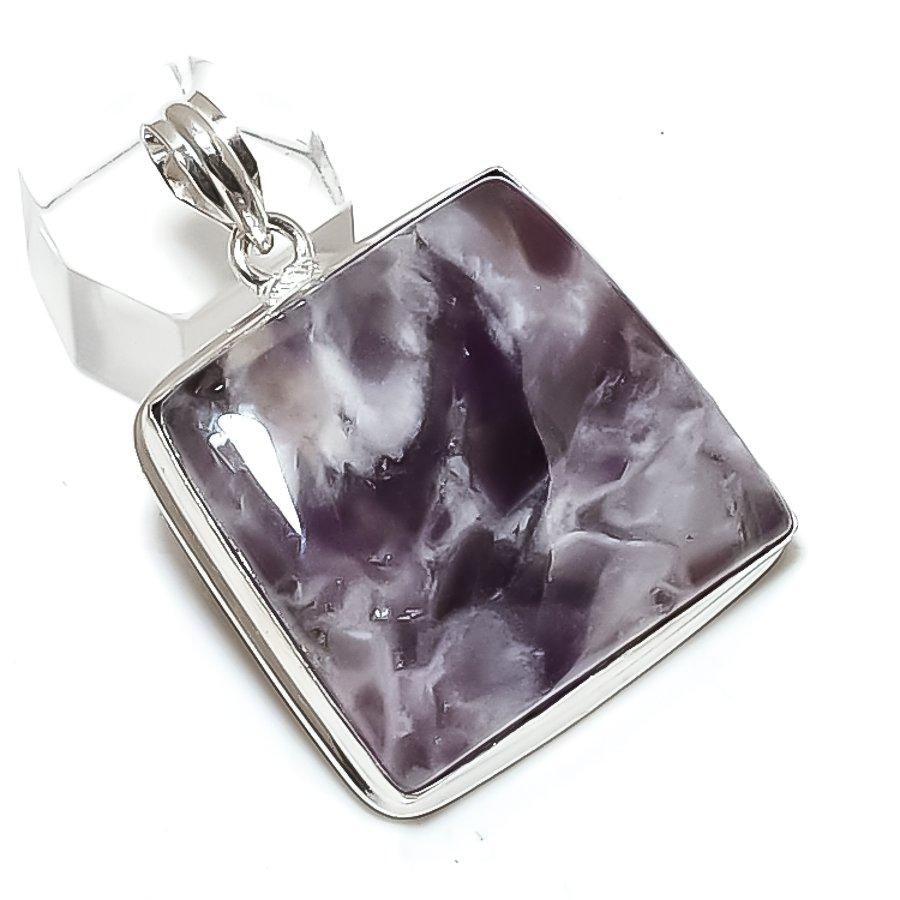 

Chevron Amethyst Gemstone Handmade 925 Sterling Silver Pendant 1.97 I2T99