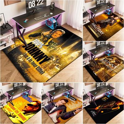 1pc Johnny Hallyday CD Vinyl Record Carpet Rug for Living Room Bedroom Home Sofa Decoration,Kids Play Non-slip Floor Mat