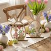 2Pcs Flower Easter Bunny Ornament Farmhouse Rustic Bunny Desktop Decorative  Spring Festival