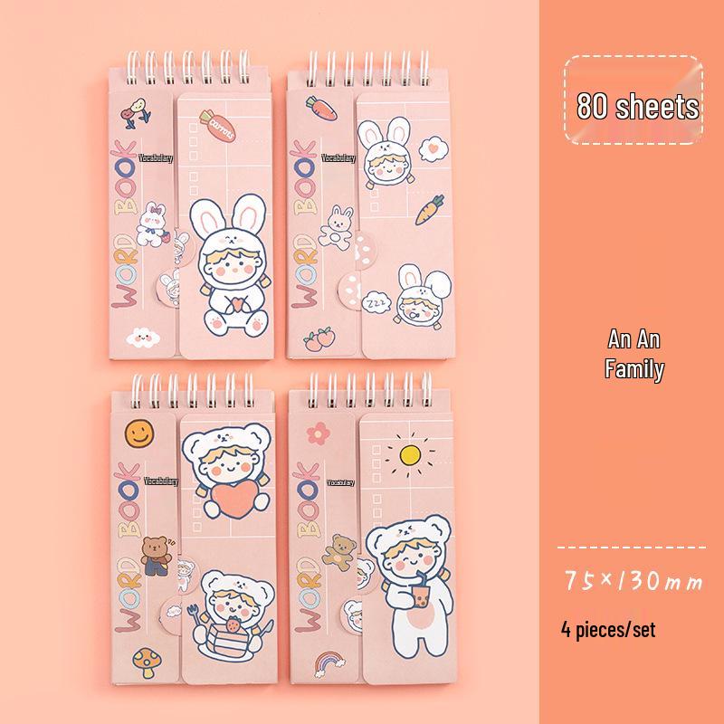 Mini Cute Portable Word Book: 80-Page Thick Coil Pocket Notebook