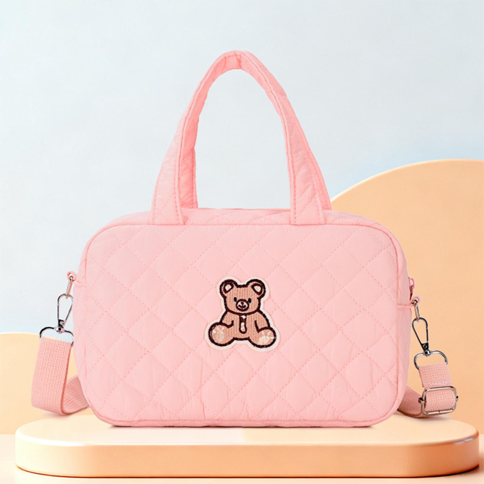 

Baby Diaper Bag Tote with Adjustable Strap Travel Duffle Bag Solid Color Weekender Overnight Bag Large Capacity for Girl Teens розовый