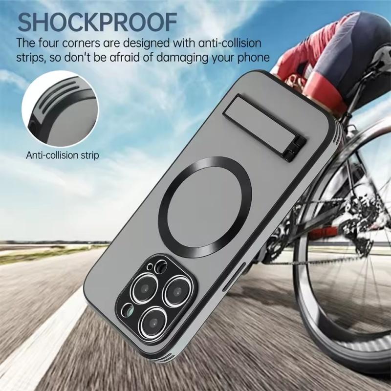 Luksusowe Magnetyczne Skórzane Etui z Podstawką na Telefon Dla iPhone 17 16 15 14 11 12 13 Pro Max Ładowanie Bezprzewodowe Dla Magsafe Wstrząsoodporna Pokrowiec