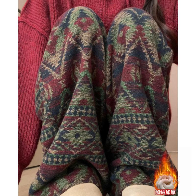 Jacquard Velvet Wide-leg Pants Women's Autumn and Winter New Loose and Thin Floor-mopping Trousers Casual Narrow Straight-leg Trousers