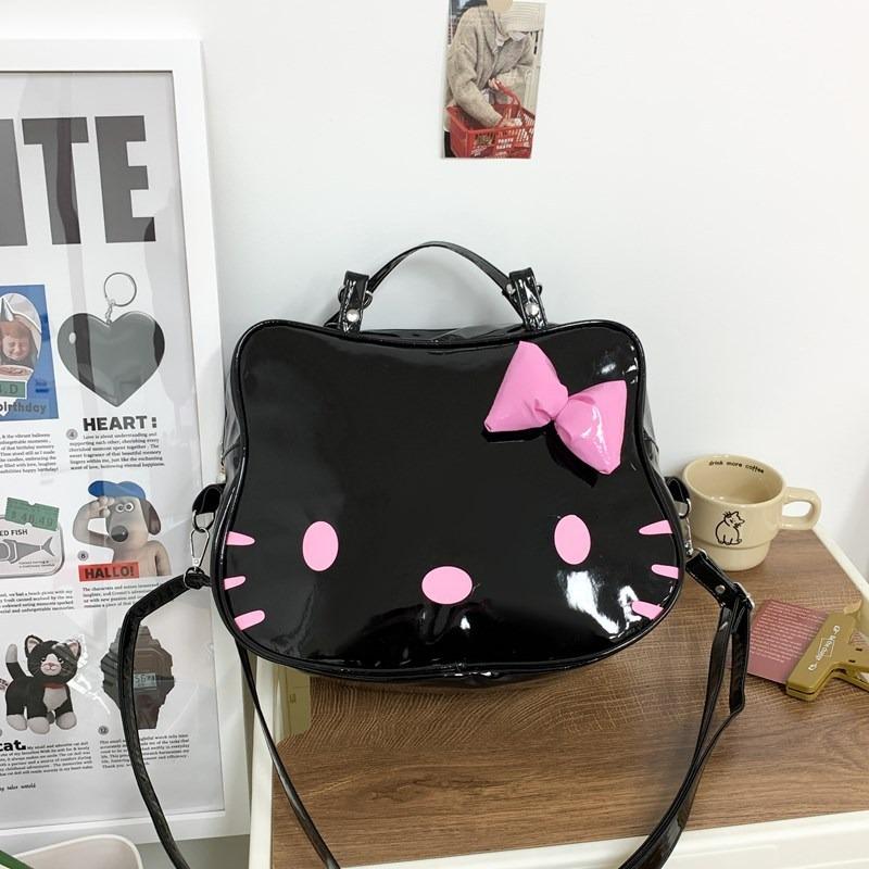 Dark Wind Cute Kitten Backpack College Wind Large Capacity Messenger Bag New Pu Pickup Backpack