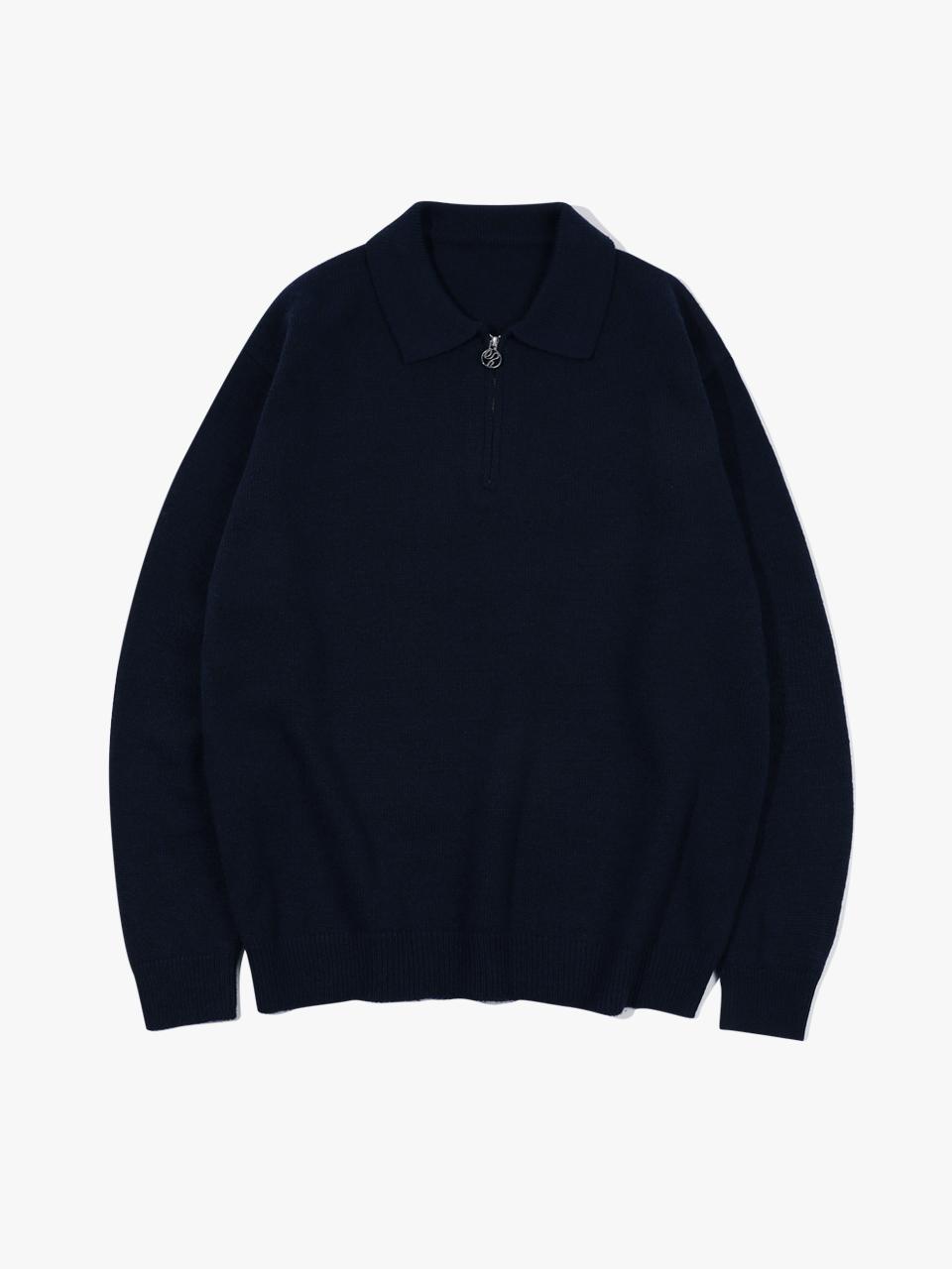Iesn Collared Half Zip Knit Navy L