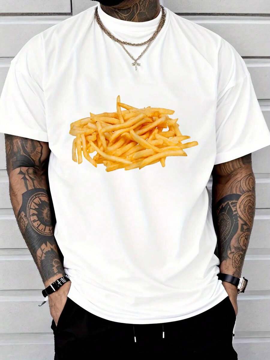 

French Fries Printed White Unisex T-Shirt S