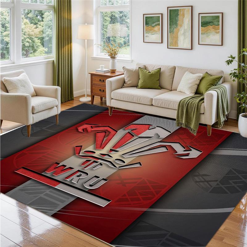 Wales Rugby Design Crystal Velvet Rug Soft Decorative Mat for Bedroom Entrance