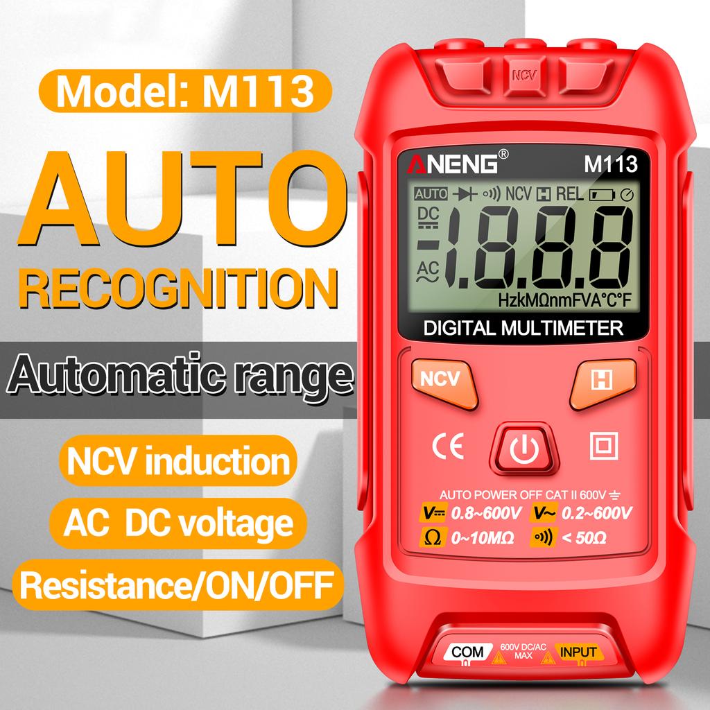 M113 Digital   Multimeter Tester Intelligent ACCelsius  Voltage Meter 1  Counts LCD Voltage Resistance Meter Tester with NCV Data Hold Aut