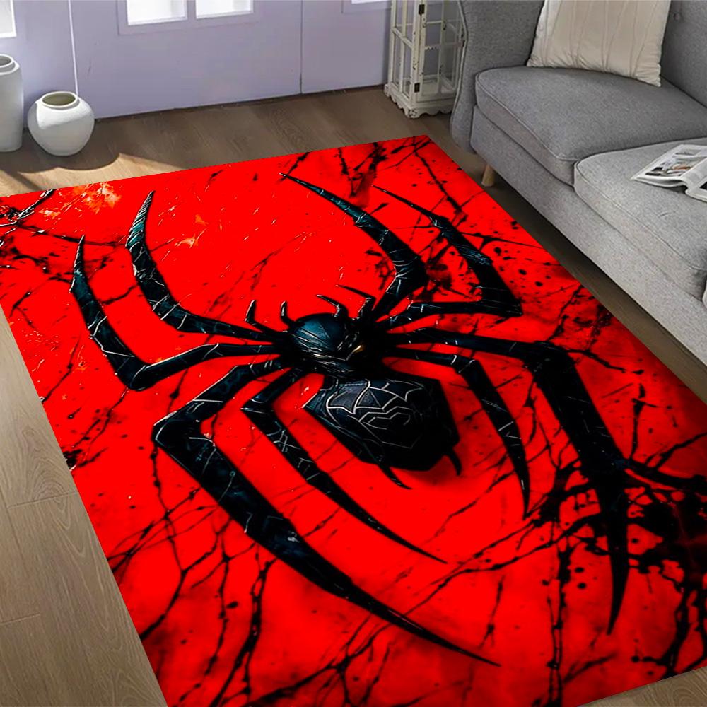 Spider-Man Red Background Non-Slip Rug - Polyester, Home Decor, Suitable for Bedrooms, Living Rooms, Entryways, and Studios