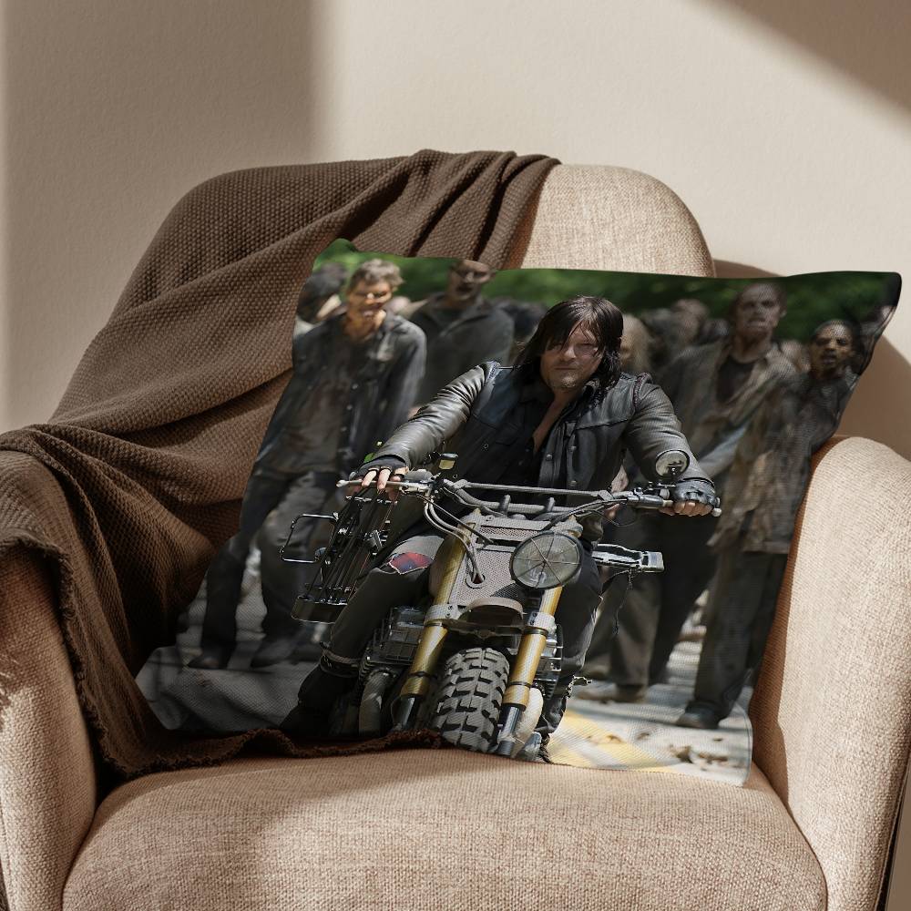 COOL Daryl T-The Walking Dead Pillow Case Square Double-Sided Printing Short Plush Sofa Cushion Cover Bedroom Bedside Pillow