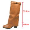 Fashion Fashion Chunky Heel Knee High Boots for Women Pointed Toe PU Leather Long Botas Mujer 2025 Autumn Slip On Fold Over Pants Boots
