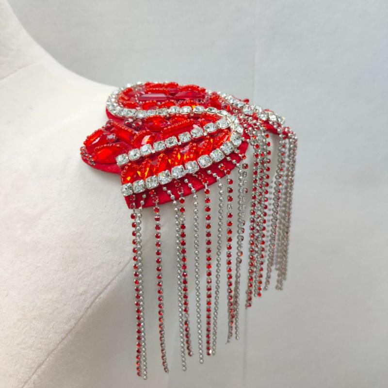 1pz Spalline con Nappa Decorazione Perline Strass Scintillanti Spalla Nappa Spallina Staccabile