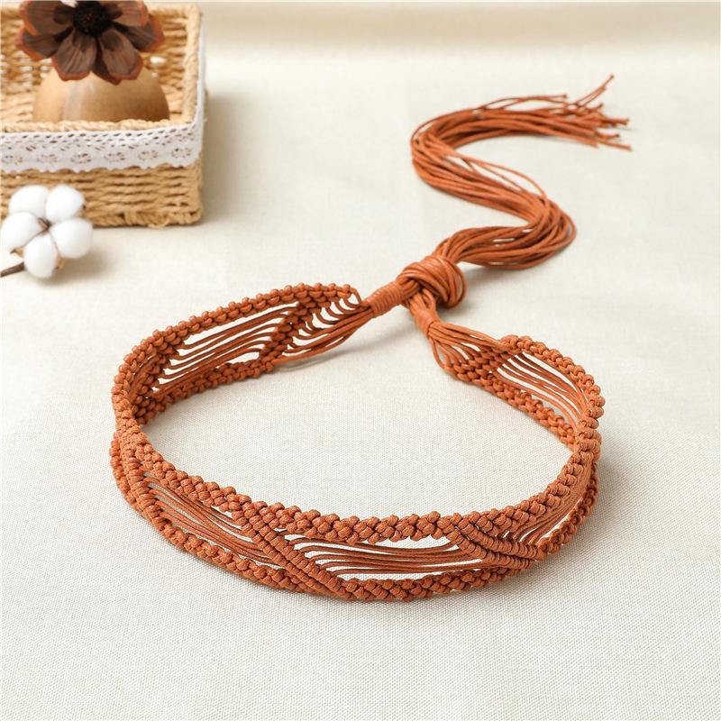 

New Ethnic Knights Boho Retro Braided Wax Rope DIY Women s Belt