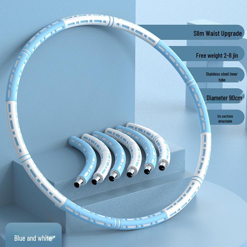 Abnehmbarer Edelstahl-Hula-Hoop mit Gewicht zum Abnehmen des Bauches und zur Taillenformung - Fitnessgerät im TikTok-Stil für Erwachsene, 6 Abschnitte