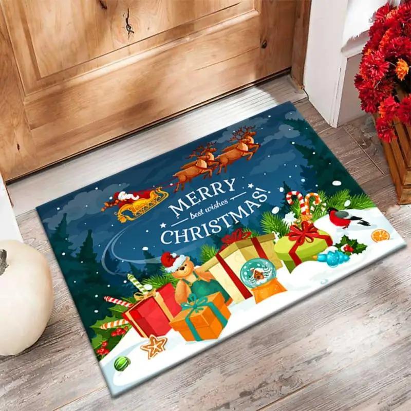 Christmas Welcome Sign Carpet Indoor Porch Rug Santa Decor Greeing Home Entrance Floor Welcome Door Mat Gnome Dwarf Christmas