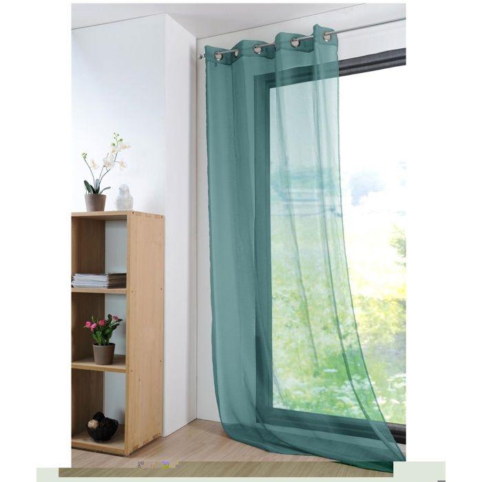 Voilage - Mona - 135 x 260 cm - Vert émeraude - Œillets métalliques