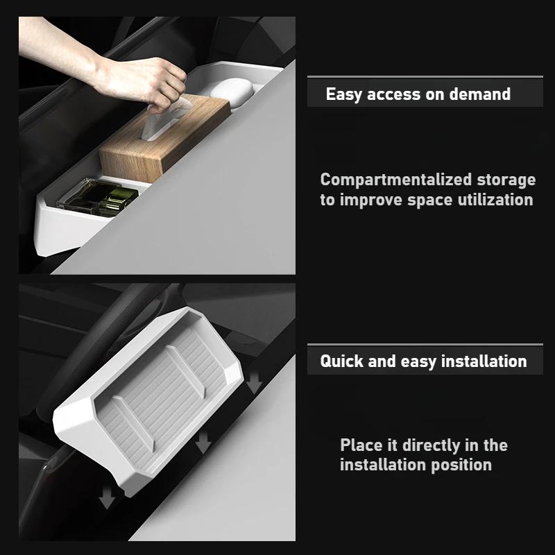 Silicone Dashboard Storage Box for Tesla Cybertruck 2025 Center Console Behind Screen Organizer Hidden Tray Car Accessories