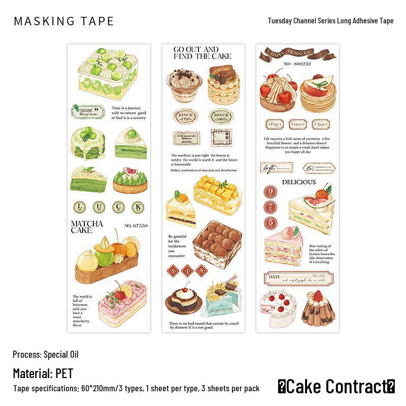 Infeel.Me Retro Ins Bread Dessert Planner Oil Tape - Tuesday Series PET Long Strip