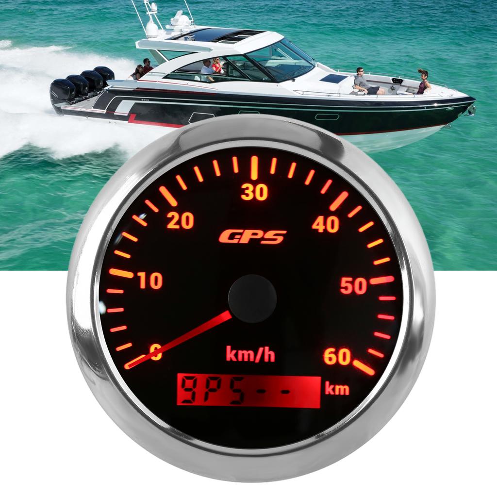 Cruscotto Tachimetro GPS 85mm 0‑60KM H Display LCD Odometro con Retroilluminazione Regolabile per Auto Barche 9‑32V CC Nero