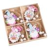 4PCS Easter Wooden Slices Ornament with Twine Elf Wooden Decoration Elf Wooden Hanging Craft for Home Easter Tree Decorations