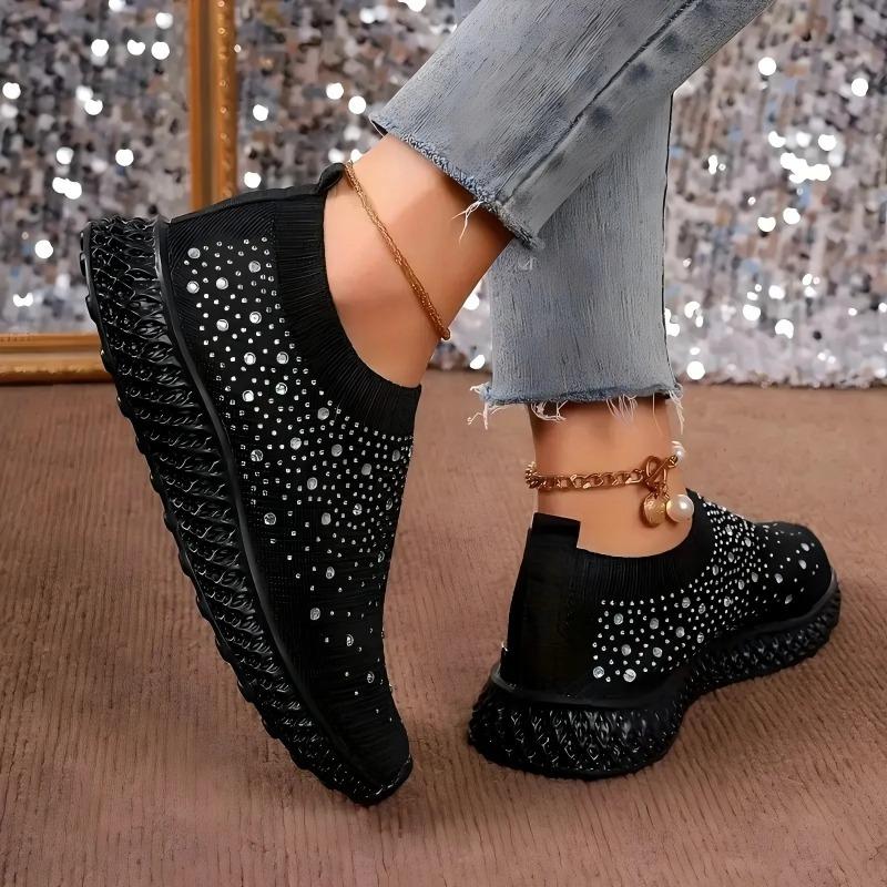 Women's Shoes Luxury Crystal Casual Shoes Outdoor Light Walking Flats Comfortable Soft Bottom Loafers Breathable Women Sneakers